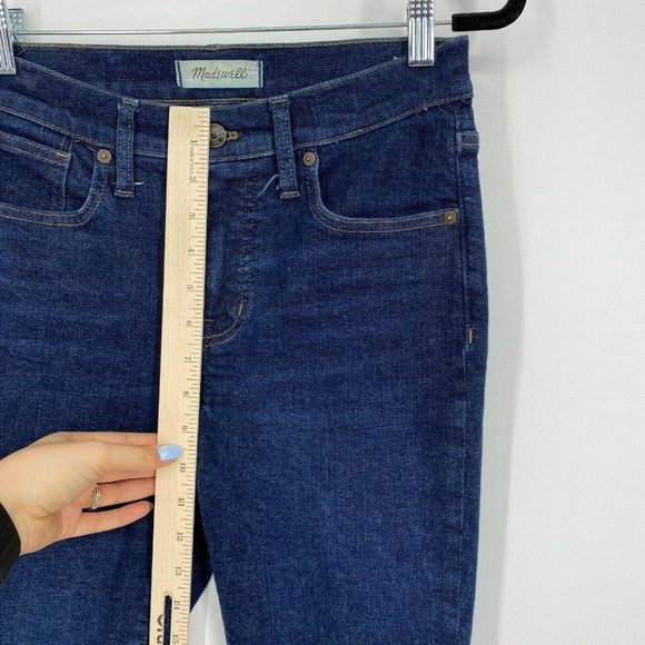 Madewell 9" Mid Rise Skinny Jeans Women's Size 26 Stretch Dark Wash Denim Blue - Picture 10 of 11